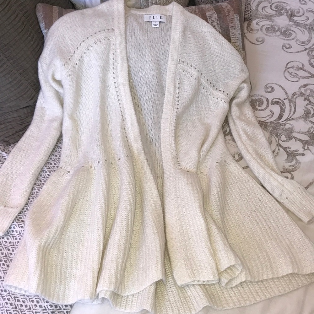 Soft Cream Peplum Sweater Sz M